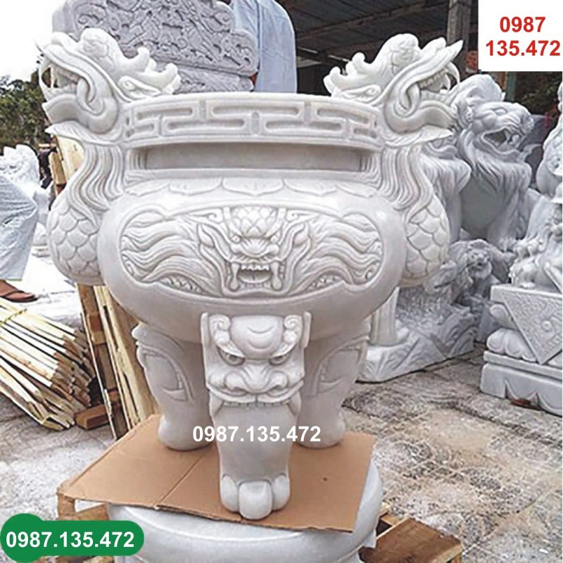 Điêu khắc bia mộ và lư hương bằng đá tự nhiên...