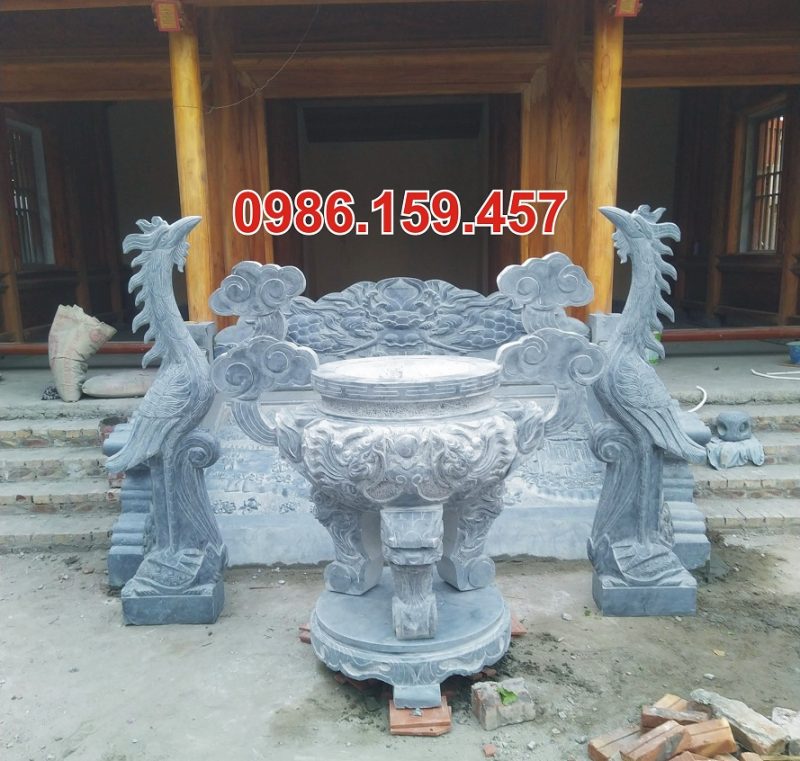 Điêu khắc bia mộ và lư hương bằng đá tự nhiên...