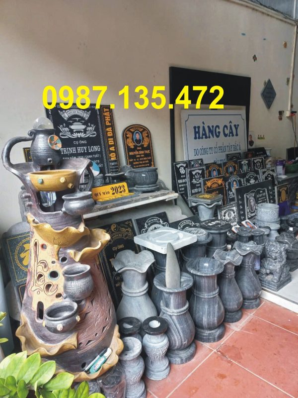 Điêu khắc bia mộ và lư hương bằng đá tự nhiên...