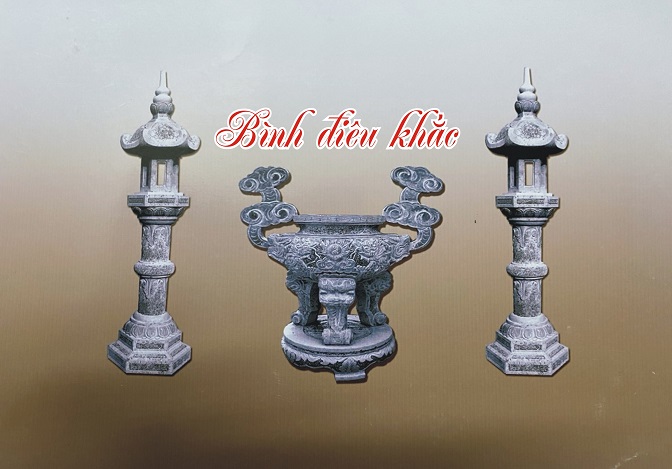 Điêu khắc bia mộ và lư hương bằng đá tự nhiên...