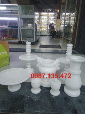 Bộ lư hương đá trắng