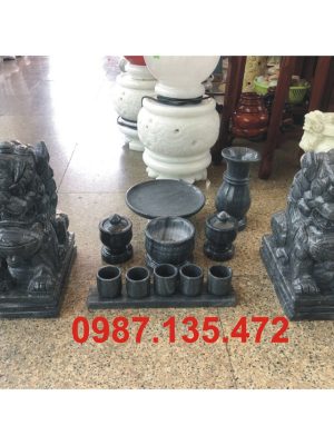 Bộ bát hương đá kỳ lân đen