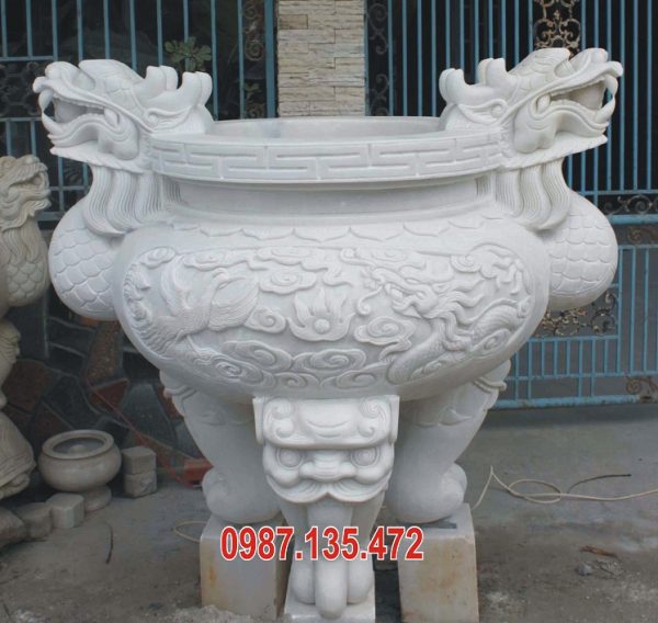 Mẫu lư hương đá trắng bán tại hà nội